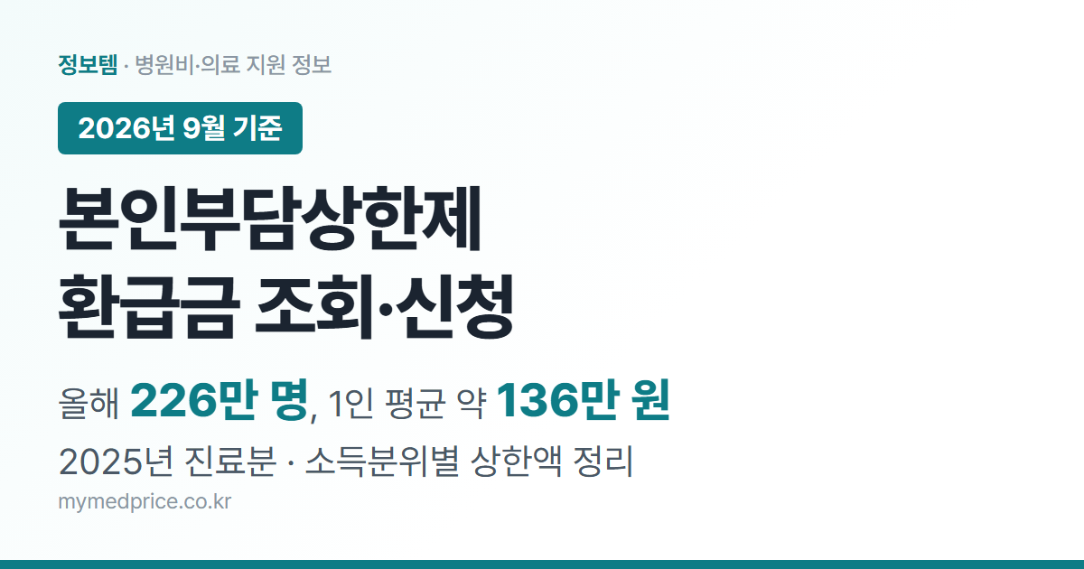 본인부담상한제 환급금 조회 신청 방법 2026년 기준, 226만 명 1인 평균 136만 원 환급