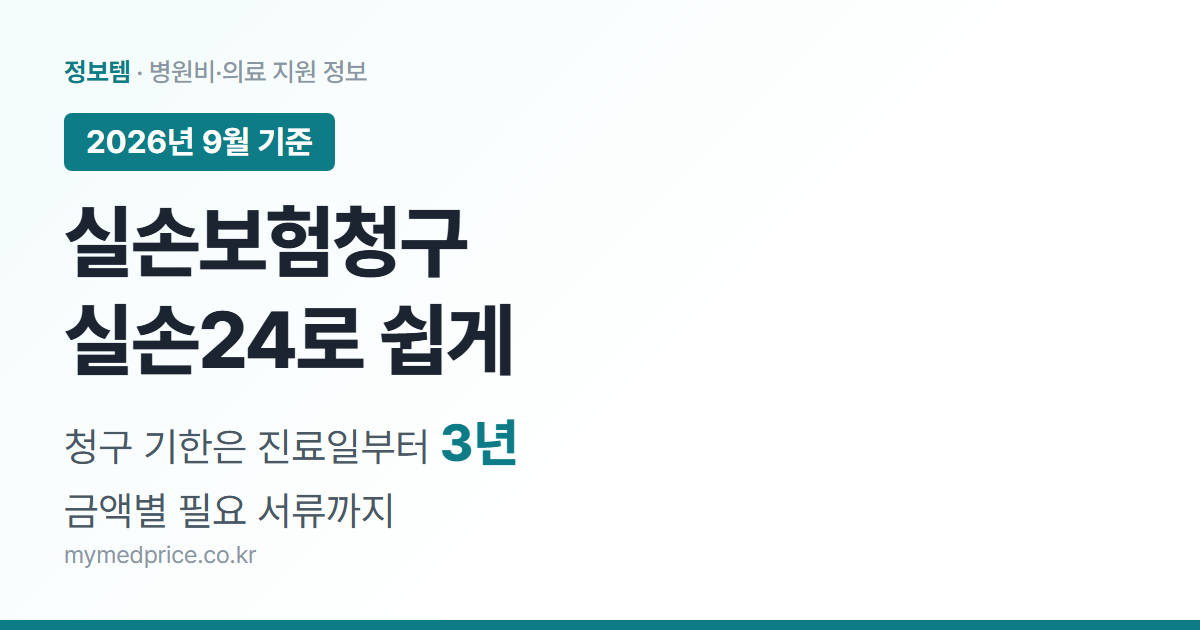 실손보험청구 방법 2026, 실손24 앱 청구와 청구 기한 3년, 금액별 필요 서류 안내 대표 이미지