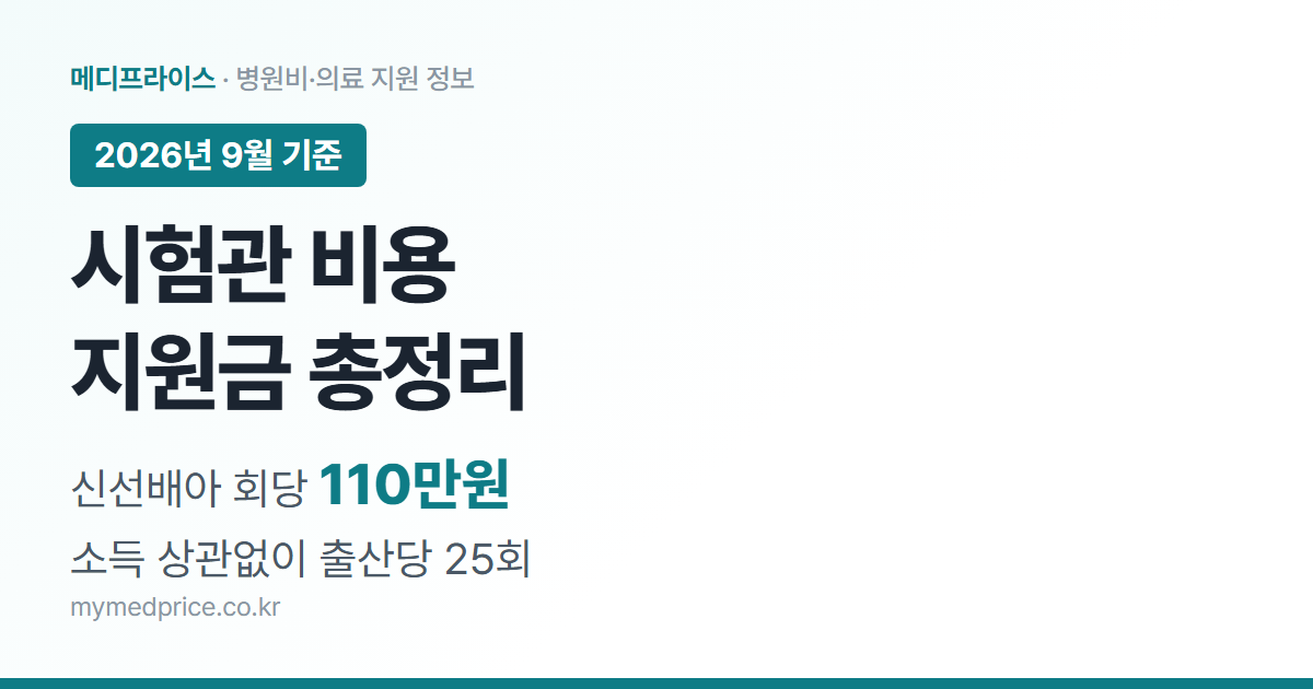 시험관 비용 2026 대표 이미지: 난임 시술비 지원 신선배아 회당 최대 110만원, 소득 무관 출산당 25회