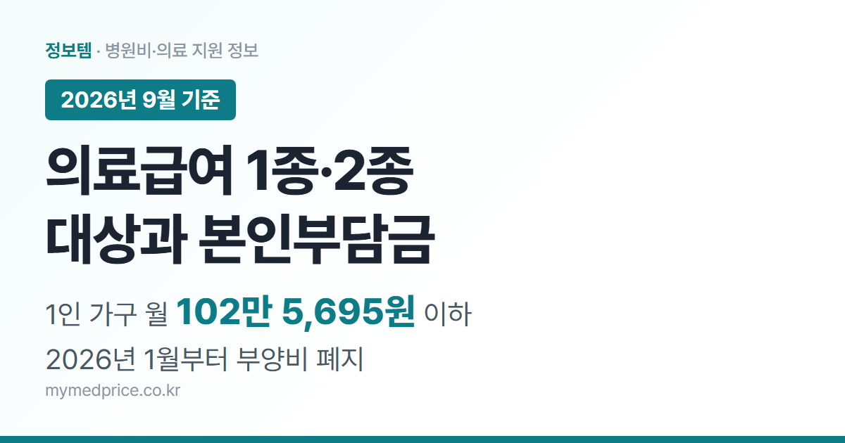 의료급여 2026 1종·2종 대상과 본인부담금, 1인 가구 선정기준 월 102만 5,695원 안내 대표 이미지