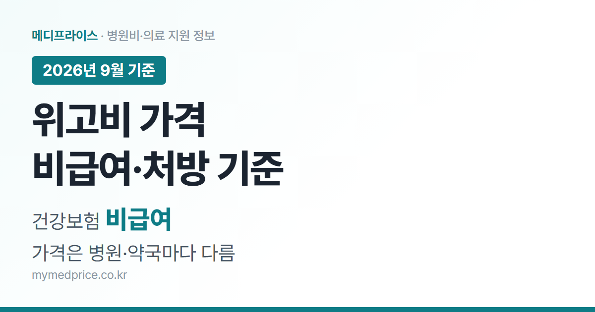 위고비 가격 2026 건강보험 비급여 안내, 가격은 병원과 약국마다 다름 대표 이미지