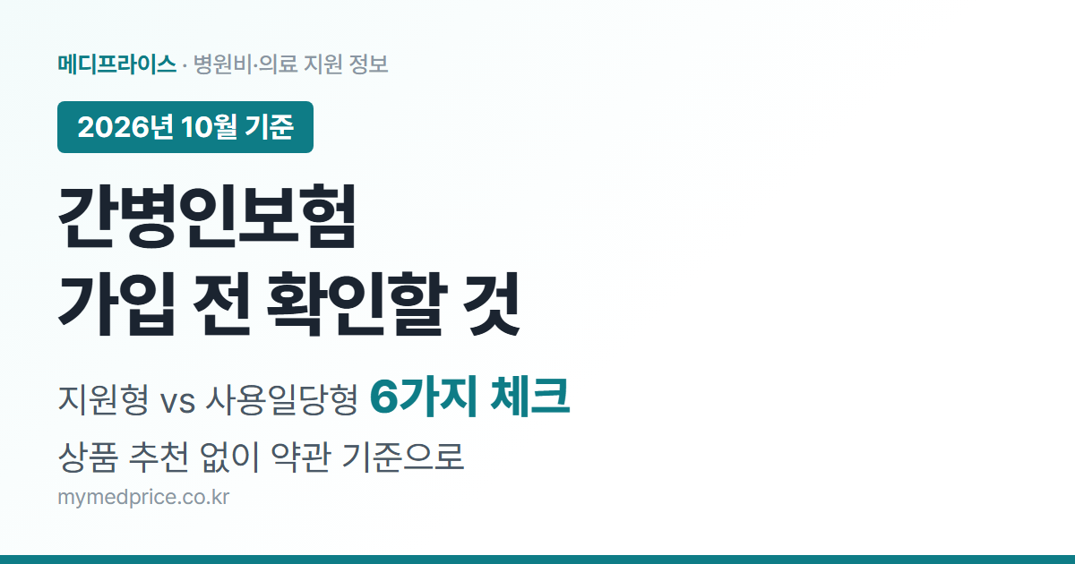 간병인보험 2026 대표 이미지: 지원형과 사용일당형 차이, 가입 전 약관에서 확인할 6가지